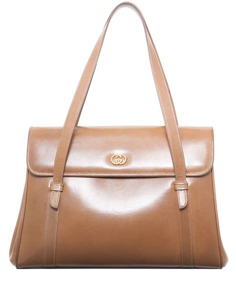 1960s vintage gucci brown solid leather shoulder tote|gucci bag old collection.